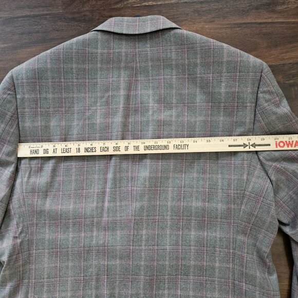 NWT Daniel Hechter Lightweight Gray/Purple Plaid Wool Sport Coat - Men's 44R - Picture 14 of 16